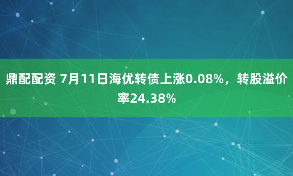 鼎配配资 7月11日海优转债上涨0.08%，转股溢价率24.38%